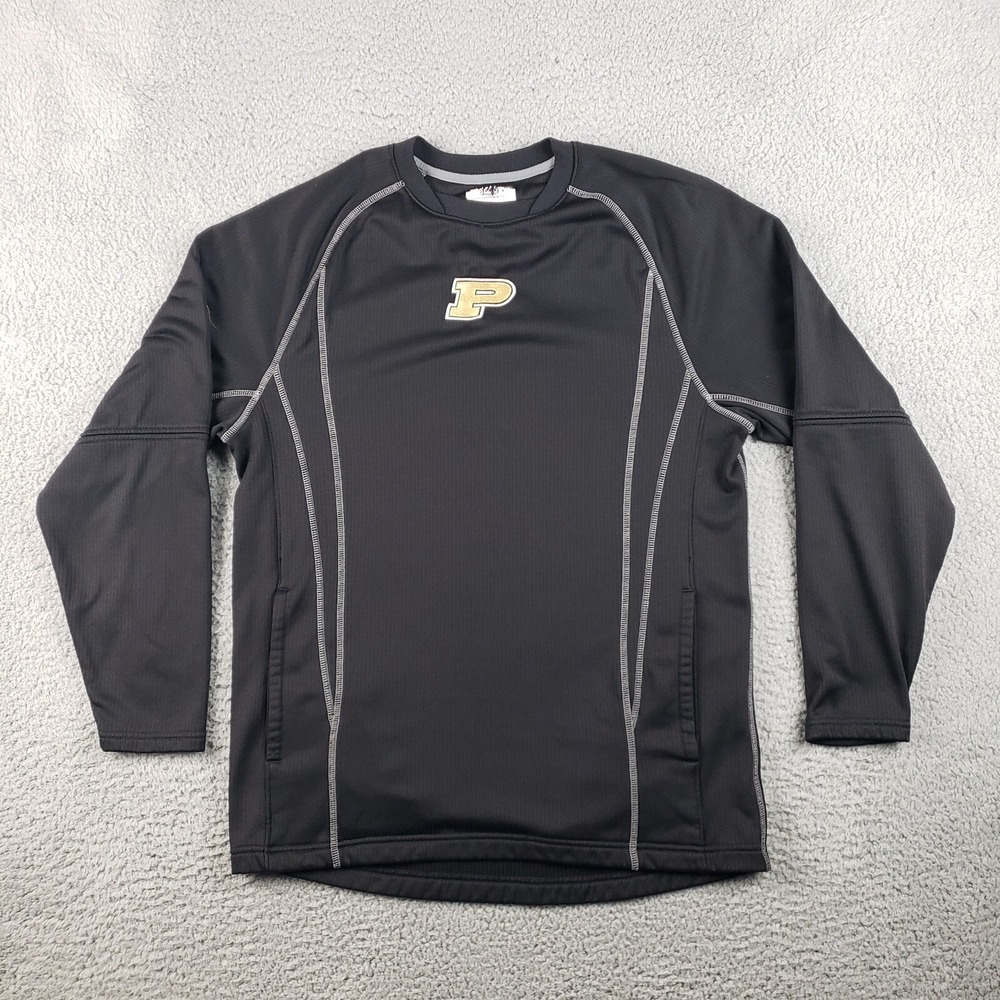 Purdue Boilermakers Sweatshirt Mens Small Black‎ Logo Majestic Pullover Sweater
